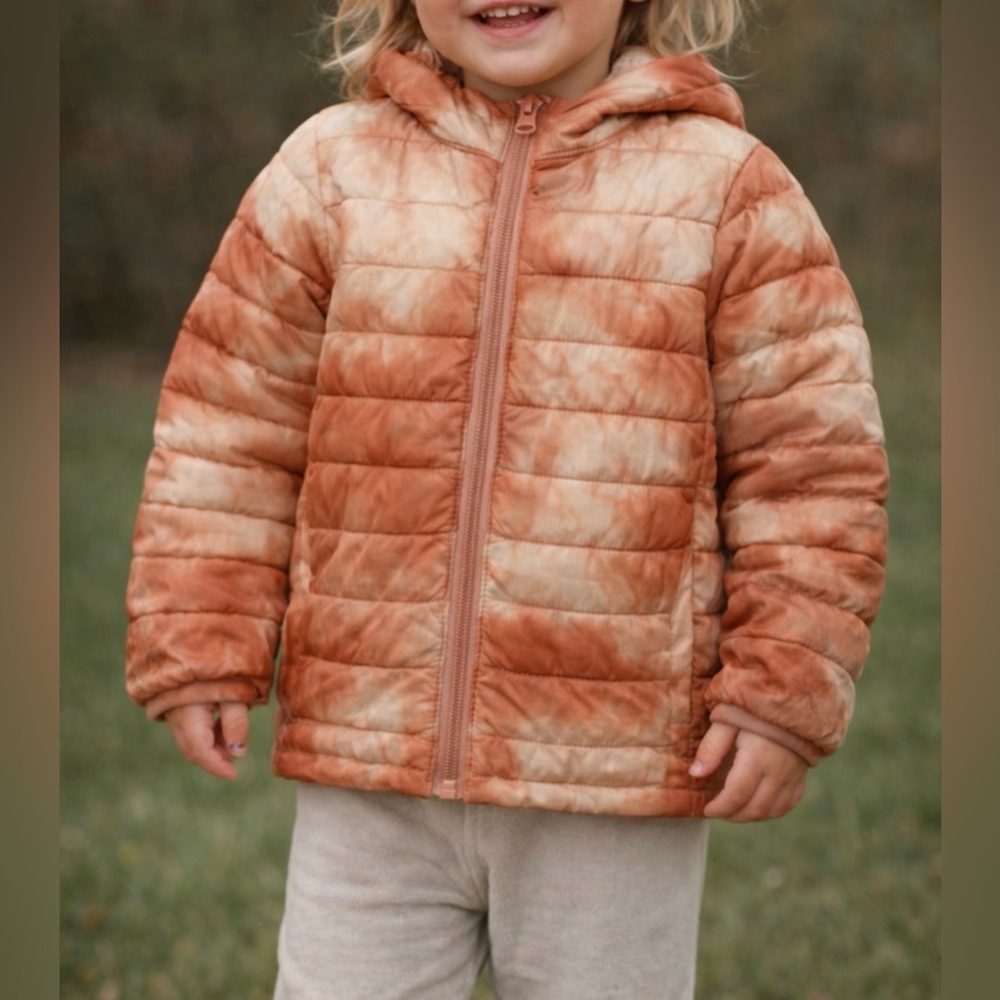 GAP Kids Primaloft Hooded Puffer Jacket Tie Dye XS Lightweight Warm